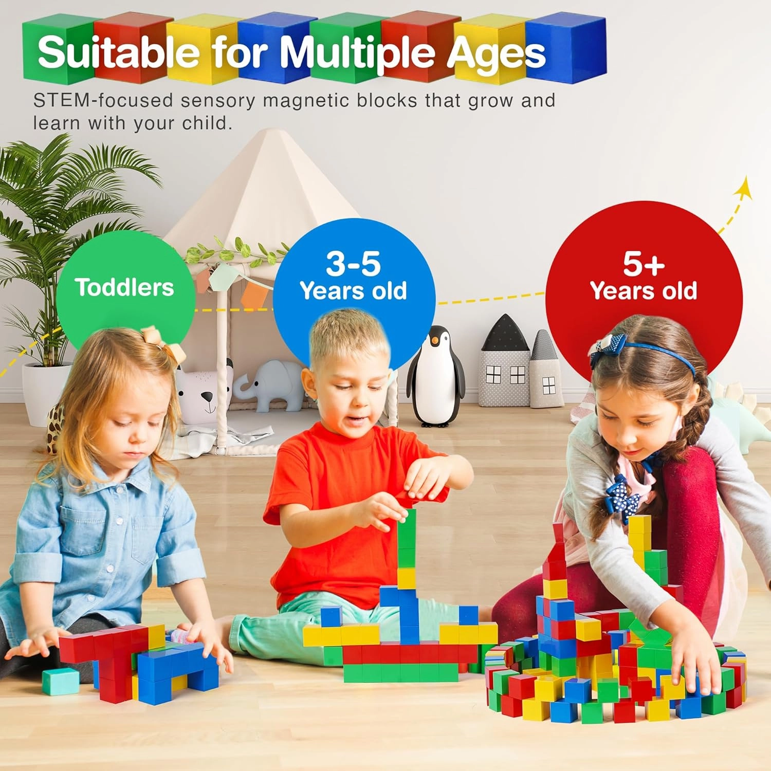 Tigerdoe 32 Pcs Educational Magnetic Cubes for Kids | Sensory Montessori Toys for Boys & Girls | Preschool Educational Magnetic Block Set