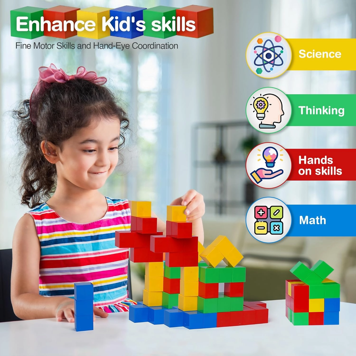 Tigerdoe 32 Pcs Educational Magnetic Cubes for Kids | Sensory Montessori Toys for Boys & Girls | Preschool Educational Magnetic Block Set