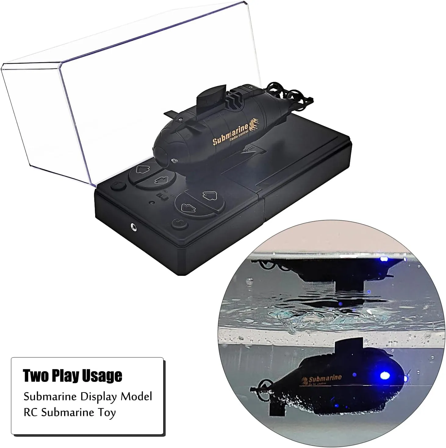 Tipmant Mini Remote Control Nuclear Submarine Toy RC Boat Electric Water Kids Birthday Gifts (Black)