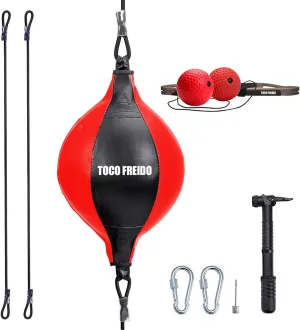 TOCO FREIDO Double End Punching Ball, Speed Bag with Difficulty Levels Boxing Reflex Ball with Headband, Perfect for Reaction, Agility, and Hand Eye Coordination Training