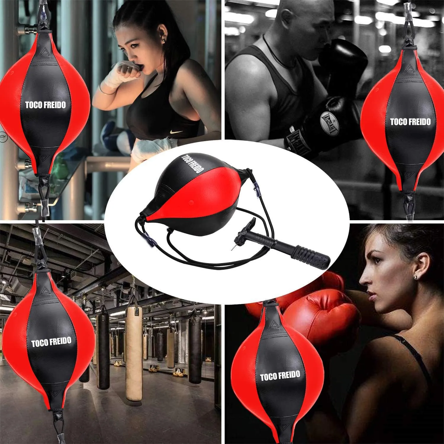 TOCO FREIDO Double End Punching Ball, Speed Bag with Difficulty Levels Boxing Reflex Ball with Headband, Perfect for Reaction, Agility, and Hand Eye Coordination Training