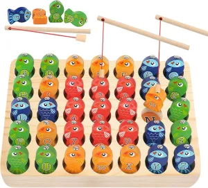 Toddler Learning Educational Toys for 2 3 4 5 Year Old Boys Girls, Wooden Magnetic Fishing Kids Games Letters Numbers Alphabet Puzzle, Montessori Toys for Ages 2  STEM Preschool Education Gifts