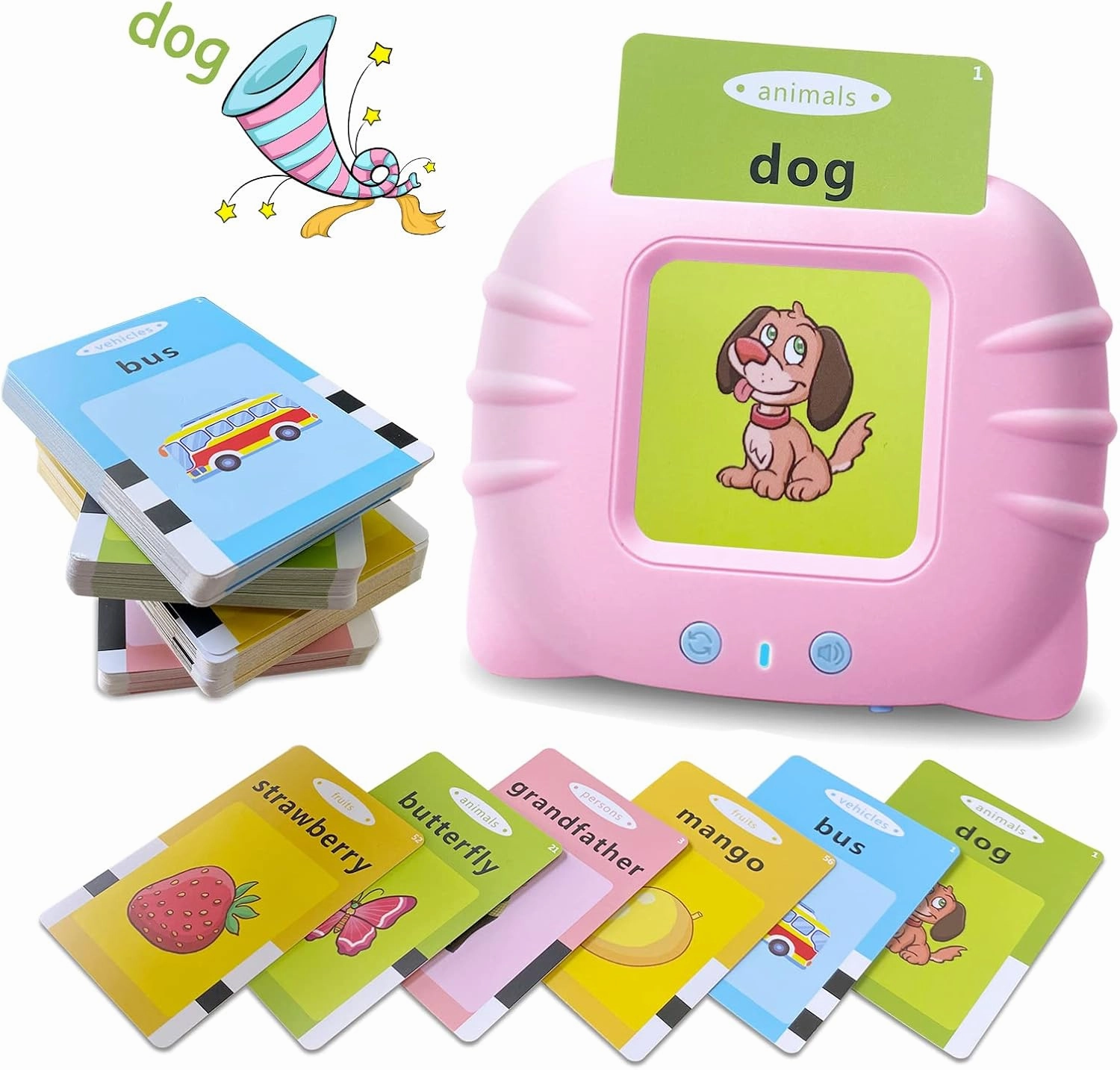 Toddler Talking Flash Cards for 1 2 3 4 5 Year Old Boys and Girls - Language Sensory Learning Device with 224 Sight Words - Montessori,Pocket Speech Therapy,Autism Toys,Christmas Birthday Gift - Pink