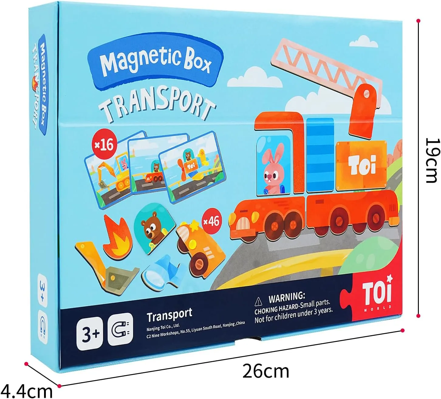 Toi Kids Magnet Toys Magnetic Jigsaw Puzzle Boxes with Game Board for Kids Ages 3-8, Preschool Tabletop Toy for Toddlers, Portable Travel Game, Vehicle
