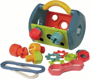 Tolo Bio Tool Box | 14-Piece Kids Engineering Tool Set with Screwdriver, Spanner, Connectors, Screws, Bolts, Nuts & Gears | Educational STEM Toy for Creative Play | Portable with Sturdy Handle
