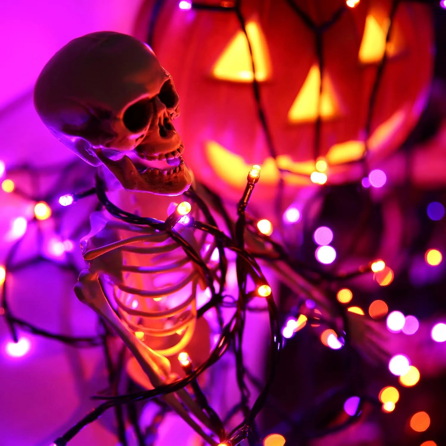 Toodour Halloween Orange & Purple Lights, 131ft 350 LED Plug in String Lights with 8 Modes and Timer, Connectable Outdoor Lights for Home, Party, Halloween Decor