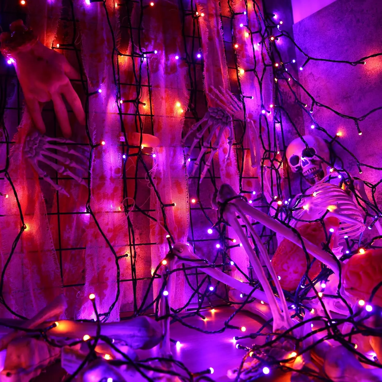 Toodour Halloween Orange & Purple Lights, 131ft 350 LED Plug in String Lights with 8 Modes and Timer, Connectable Outdoor Lights for Home, Party, Halloween Decor