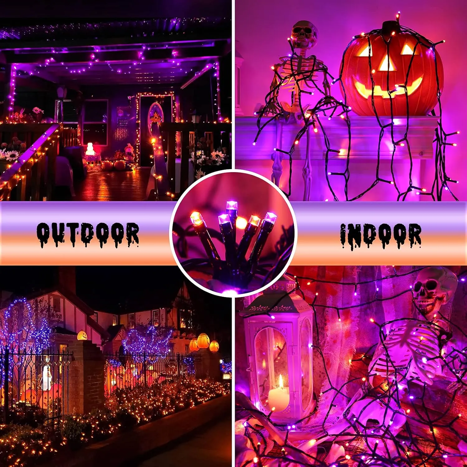 Toodour Halloween Orange & Purple Lights, 131ft 350 LED Plug in String Lights with 8 Modes and Timer, Connectable Outdoor Lights for Home, Party, Halloween Decor