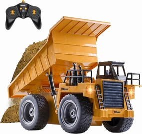Top Race RC Remote Control Dump Truck Toy | 11" x 5.7" | Alloy Metal and Plastic 4WD with Heavy Rubber Tires - 2.4Ghz - Toy Trucks Rc Dump Truck Rc Construction Vehicles Remote Control Tractor