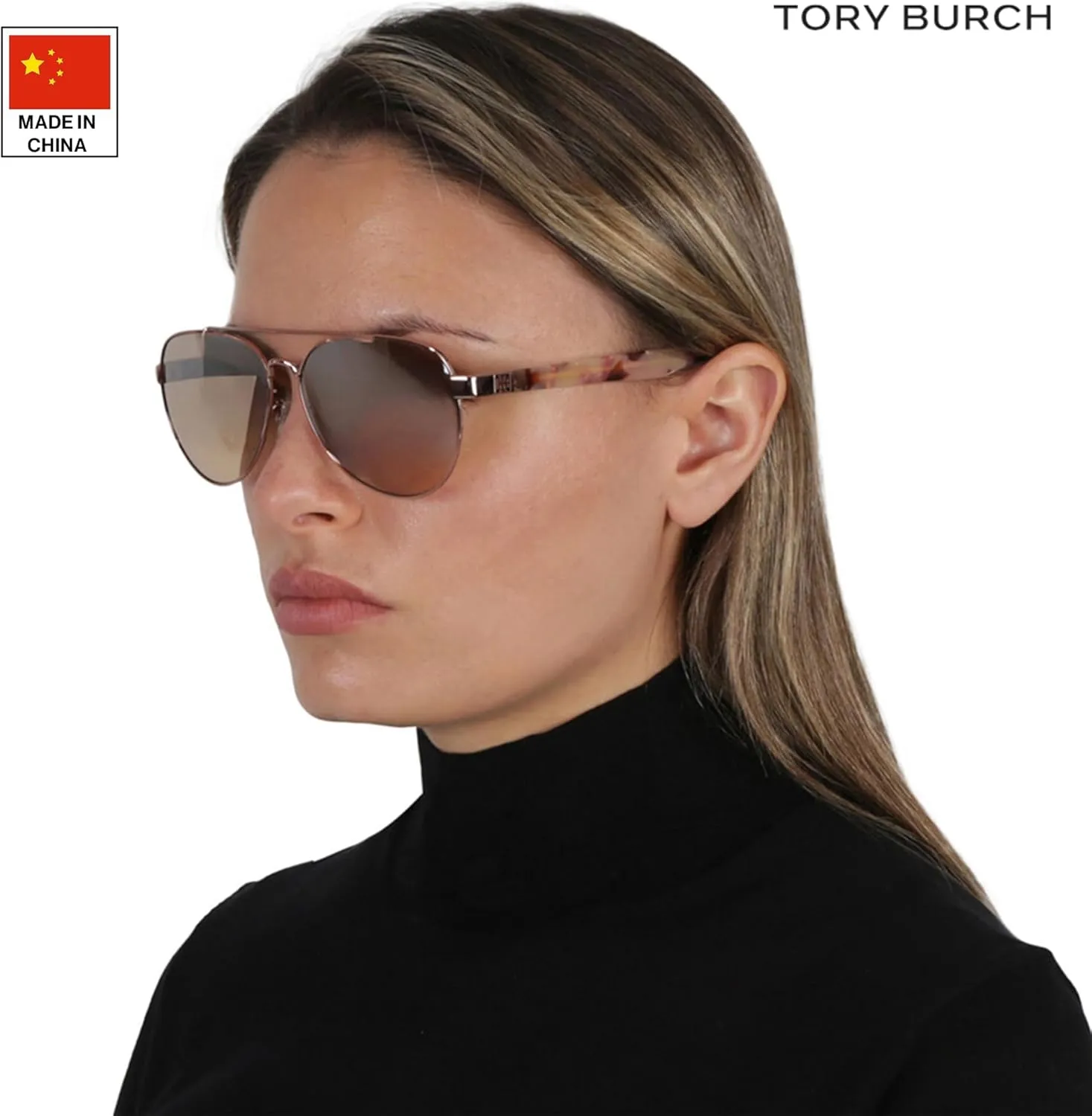 Tory Burch TY6070 PILOT Shape Sunglasses with eSHADES Luxury Eyewear kit Bundle
