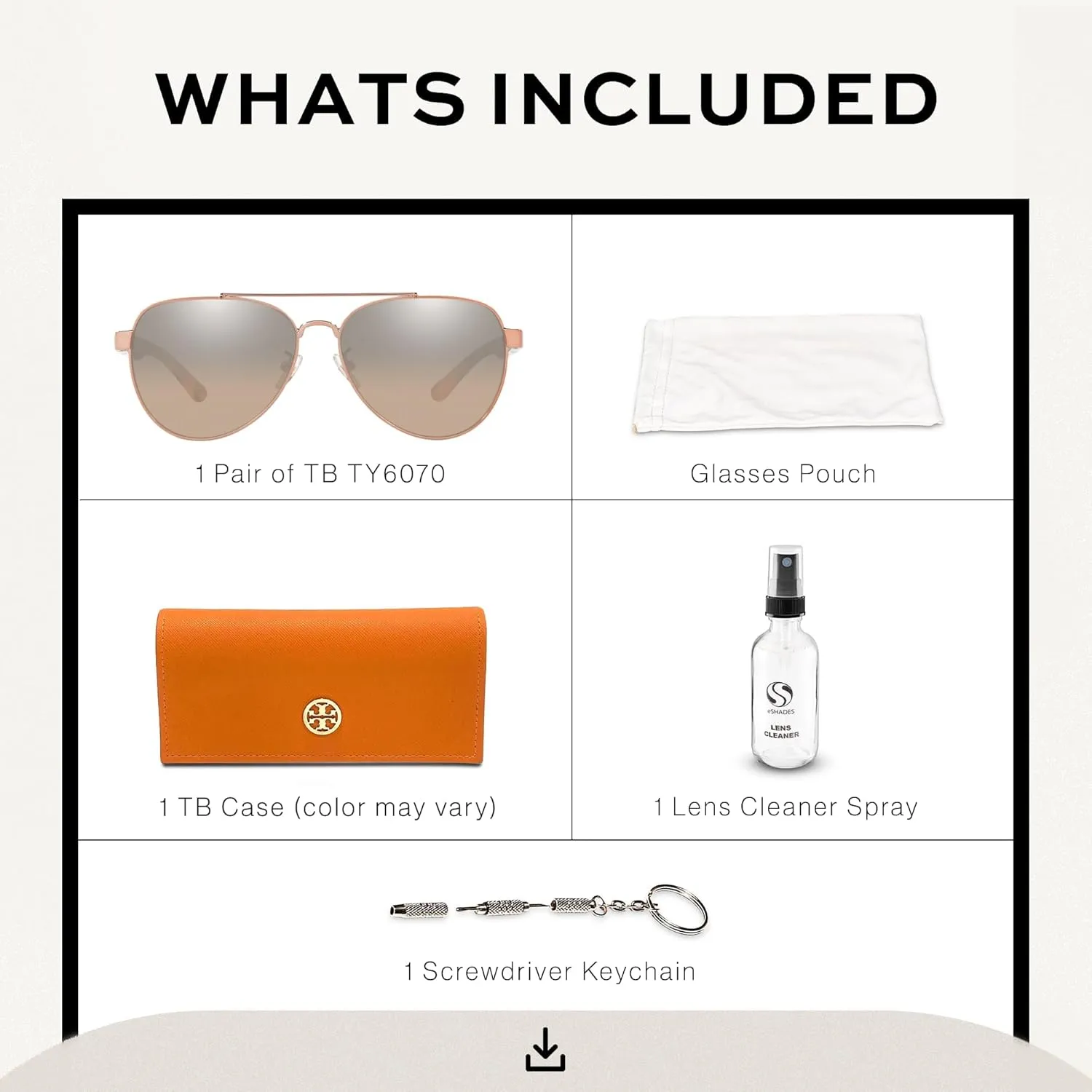 Tory Burch TY6070 PILOT Shape Sunglasses with eSHADES Luxury Eyewear kit Bundle