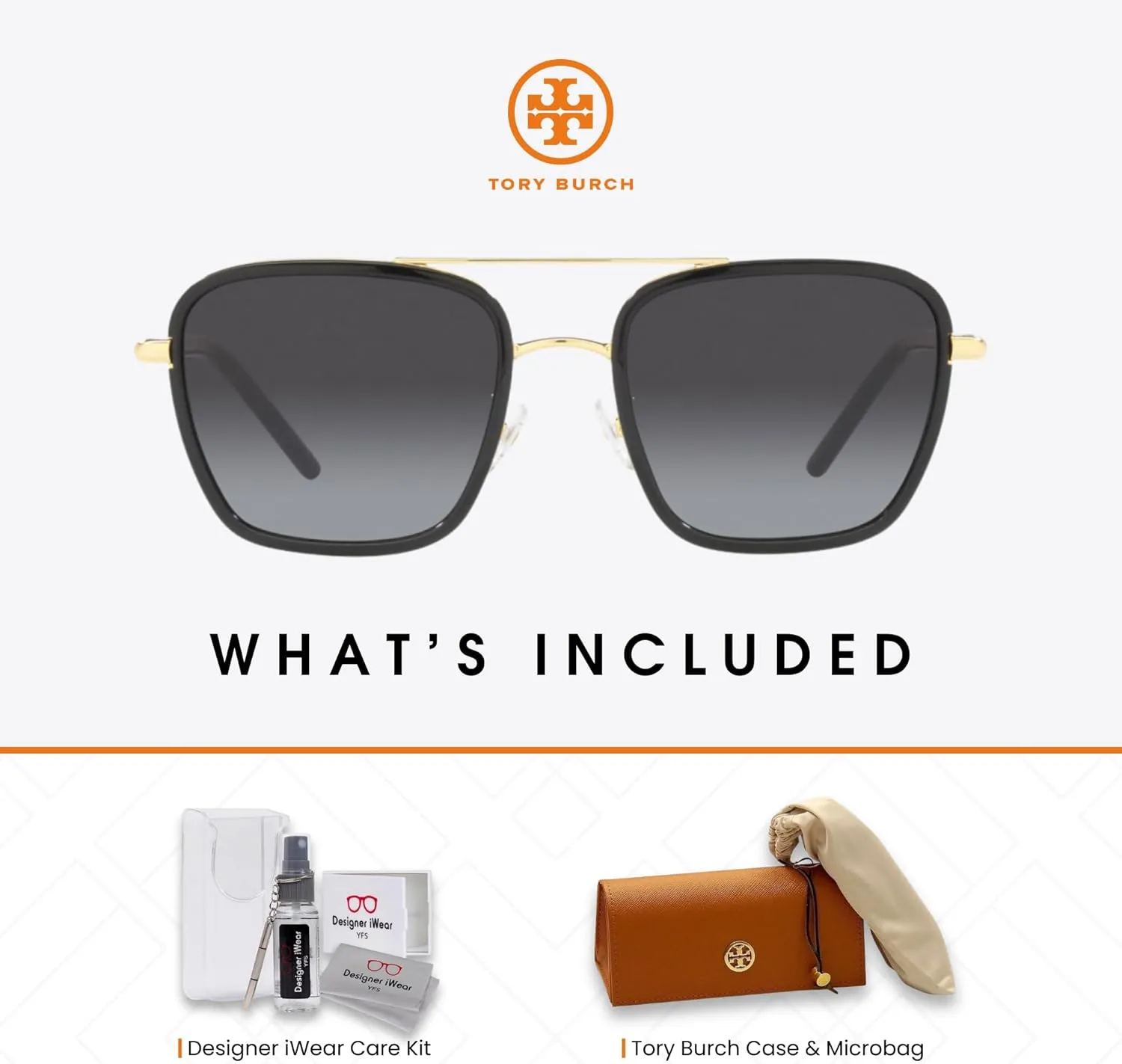 Tory Burch TY6090 Square Sunglasses for Women   BUNDLE With Designer iWear Eyewear Kit