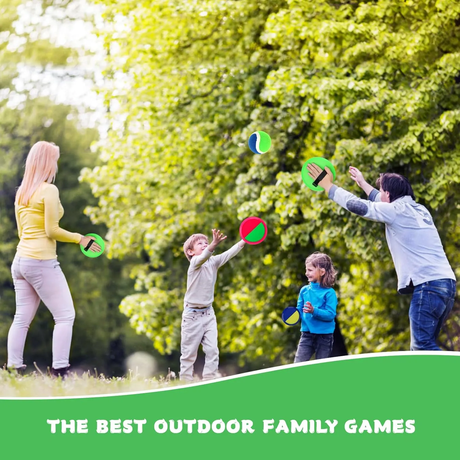 Toss and Catch Ball Game – Outdoor Catch Toy for Kids, 8inch Catch Ball Racket for Adult Backyard Beach Playground Play, 3-12 Years Boys Girls Birthday Gifts