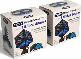 TOSY Magnet Pyramid Stone - 1 Cube Transforms into 1 Billion Shapes, 12 Pieces, 243 Rare Earth Magnets, Holographic Design Magnet Tiles Creative Puzzle STEAM Toy, 2-Pack