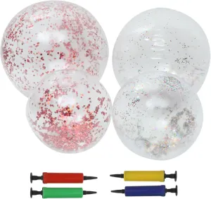 Totority 1 Set Inflatable Glitter Sequins Beach Ball Durable Summer Decorations for Pool Parties and Outdoor Random Color