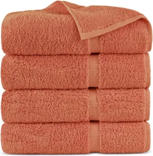 Towel Bazaar Premium Cotton Super Soft and Absorbent Turkish Towels (4-Piece, 30x60 Inches Extra Large Bath Towels, Coral)