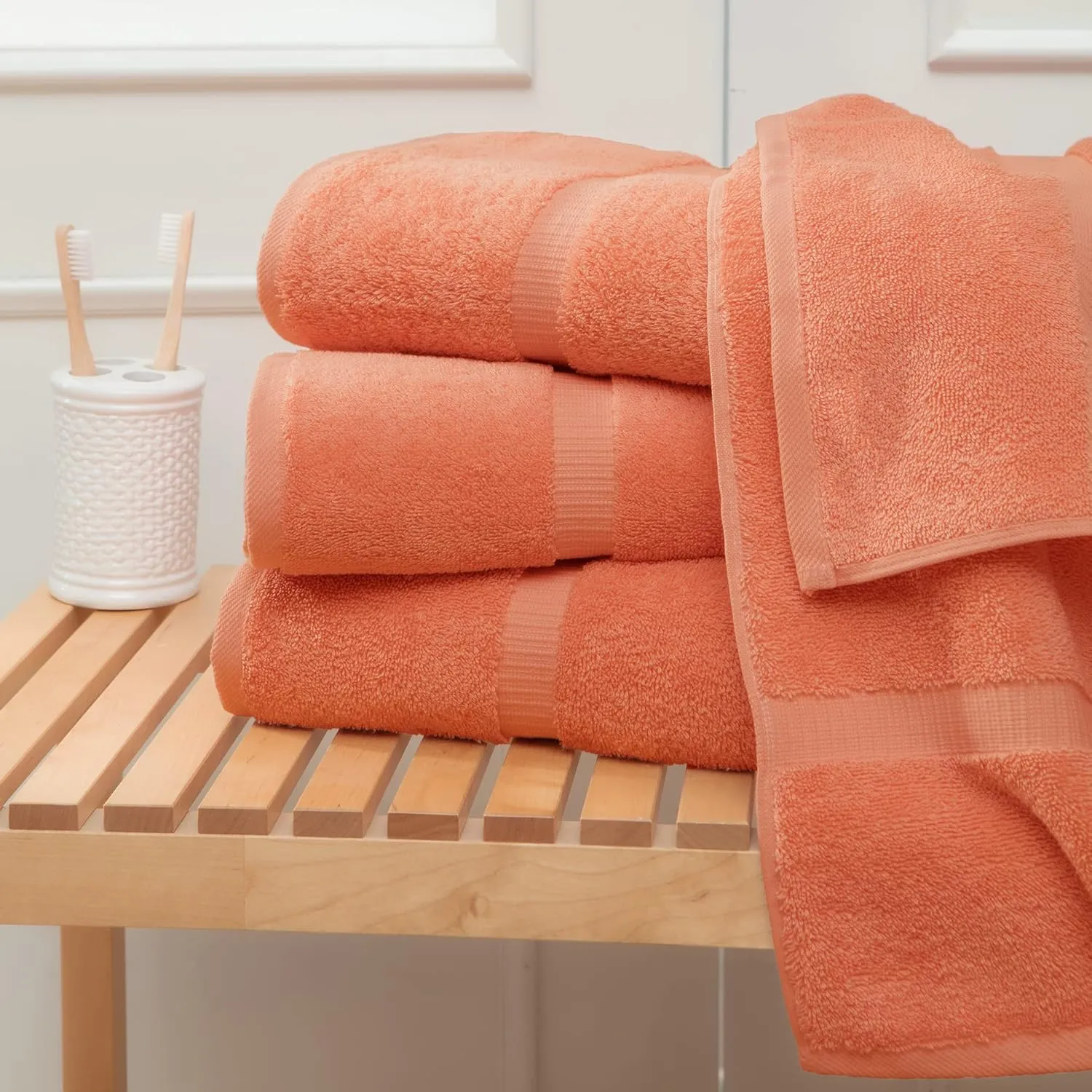 Towel Bazaar Premium Cotton Super Soft and Absorbent Turkish Towels (4-Piece, 30x60 Inches Extra Large Bath Towels, Coral)