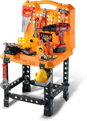 Toy Choi's 82pcs Kids Tool Bench Toy for Age 2-4 - STEM Construction Kid Tool Set Toddler Workbench with Realistic Tools Electric Drill, Build a Tool Bench for Kids Ages 3-5 4-7