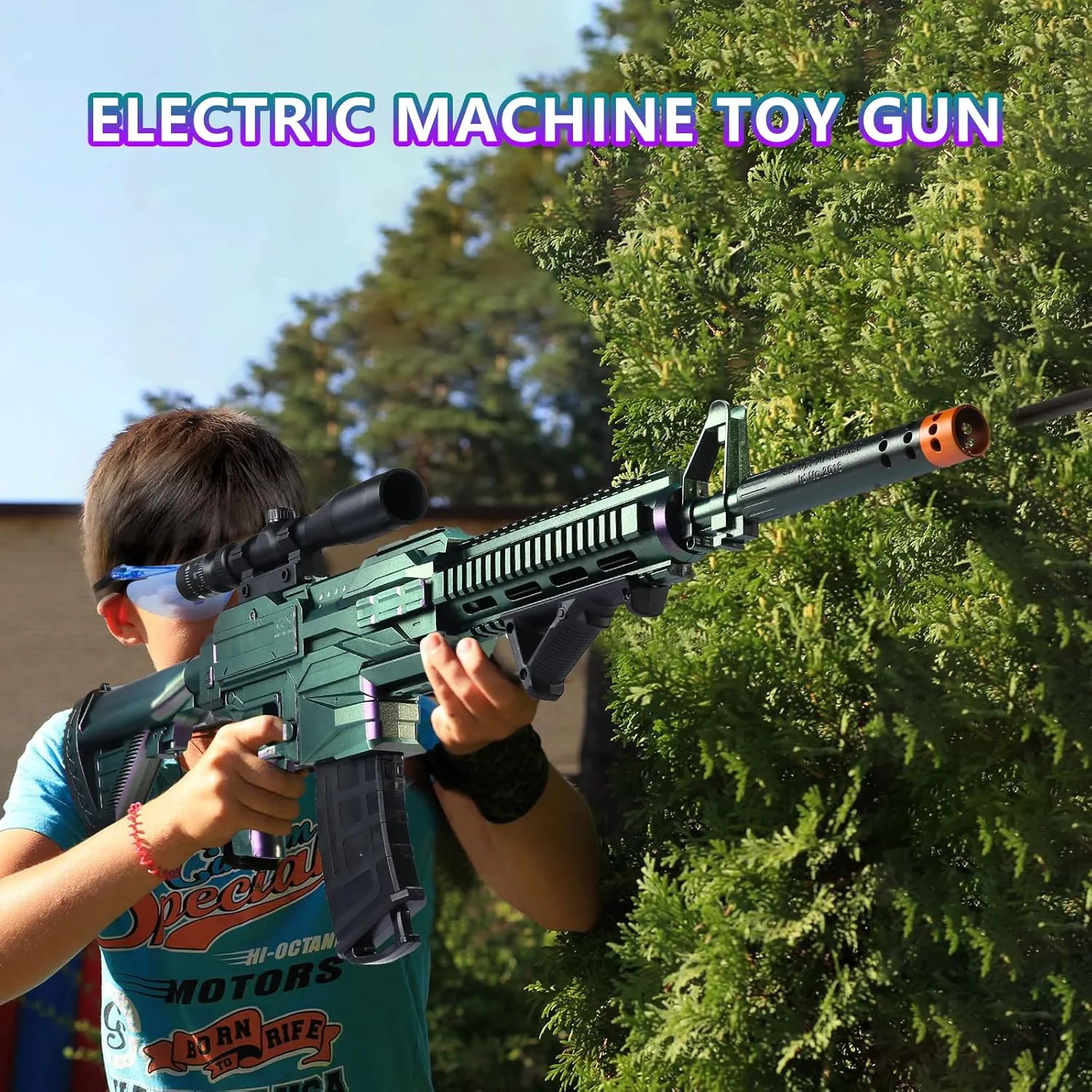 Toy Guns for Boys 8-12, Automatic Machine Toy Gun Electric Toy Foam Blasters & Guns with 200 Bullets, 2 Magazines, 1 Goggles, Foam Dart Gun Toys Birthday Xmas Gifts for Kids 8 