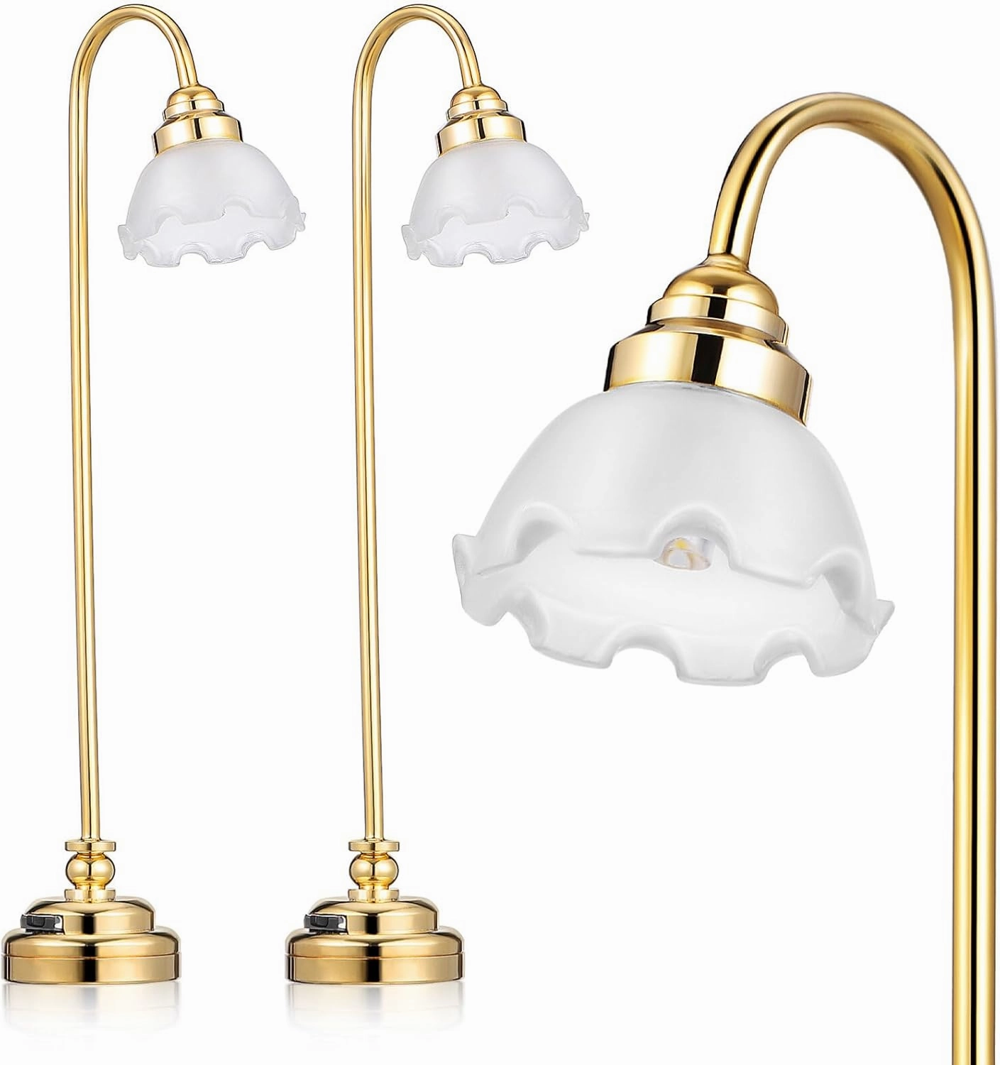 TOYANDONA 2pcs Miniature Dollhouse Lamp, 1 12 Scale Dollhouse Floor Lamp LED Miniature Dollhouse Lights Battery Operated for Dollhouse Decoration Accessories, 10.50X2.50X1.50CM