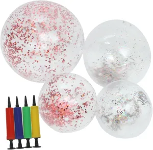 Toyvian 1 Set Inflatable Clear Beach Ball Glitter Pool Balls Durable Summer Fun for Pool Parties Backyard Games Events Random Color
