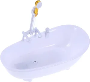 Toyvian Electric Doll Bathroom Set - Miniature Bathtub for Dollhouse - White Wooden Furnisher Playset