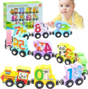 Train Set Toys for Toddlers, Wooden Animal Magnetic Train Toy, Montessori Toys for Toddlers, Preschool Educational Material for Kids, Birthday Gifts for Boys Girls