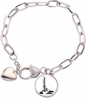 Transport Drilling Excavating Vehicle Heart Chain Bracelet Jewelry Charm Fashion