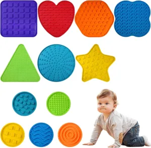 TrelaCo 12 Pcs Sensory Mats for Autistic Children with Storage Bag Sensory Floor Tiles Textured Play Mats Stimulation for Calming Sensory Play Processing Challenges Autism Tactile Exploration