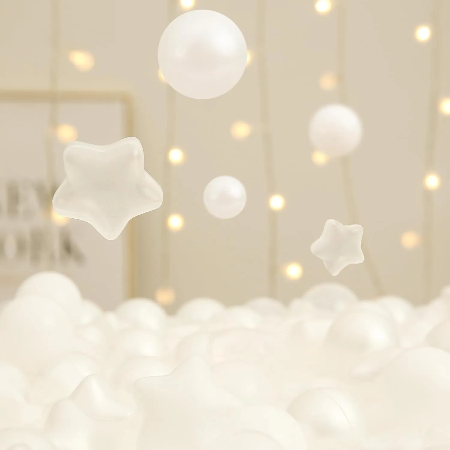 TRENDPLAY Star Ball Pit Balls for Toddlers -50 100 200 Count Star Balls Different Shapes, Non-Toxic Plastic Balls for Safe Play, Boys Girls Festival Party Decoration