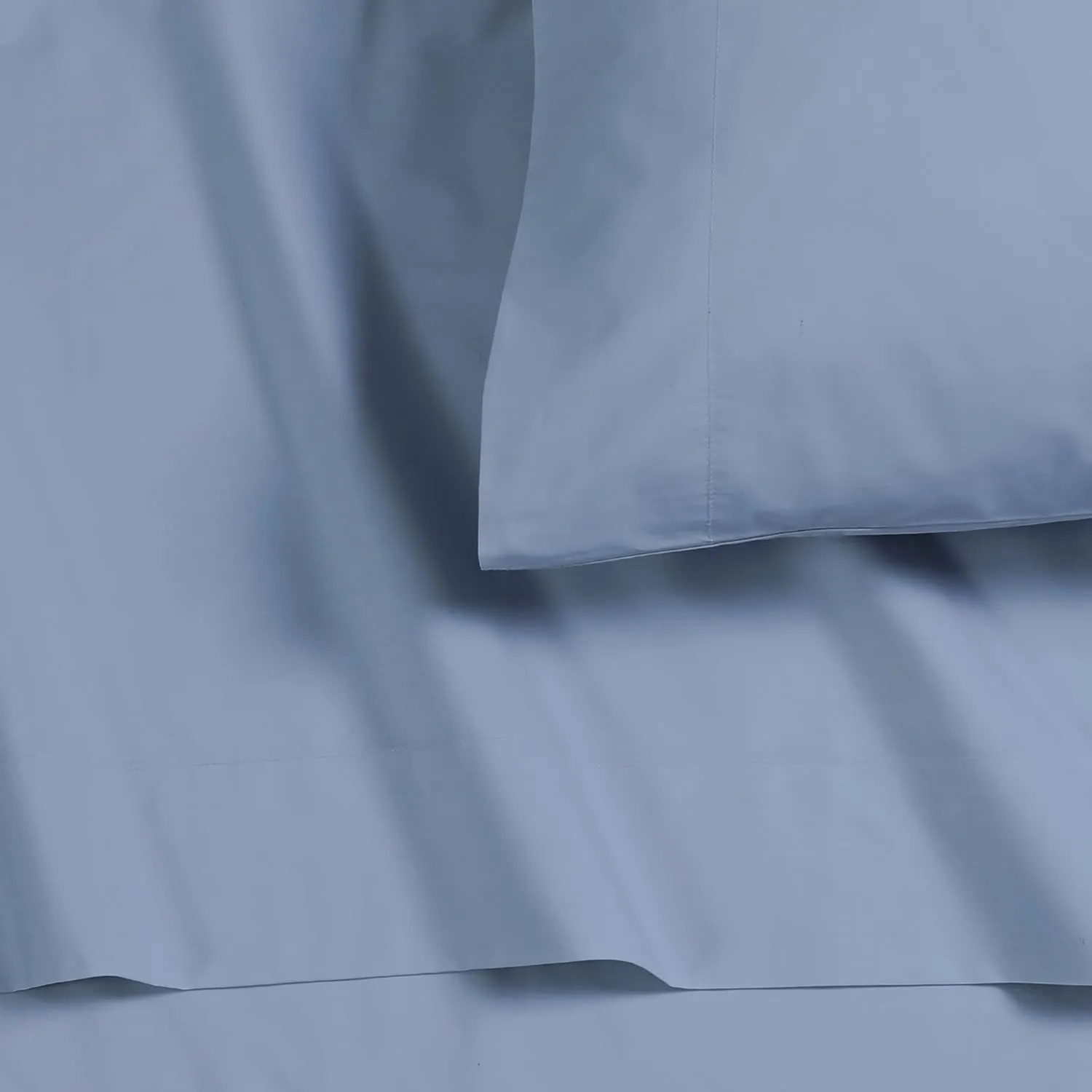 Tribeca Living Cotton Percale King Size Bed Sheet Set, 300 Thread Count, Extra Deep Pockets, Skyway/Blue