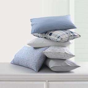 Tribeca Living Cotton Percale Pillowcases King Size, 300 Thread Count, Set of 2, Envelope Closure, Skyway/Blue