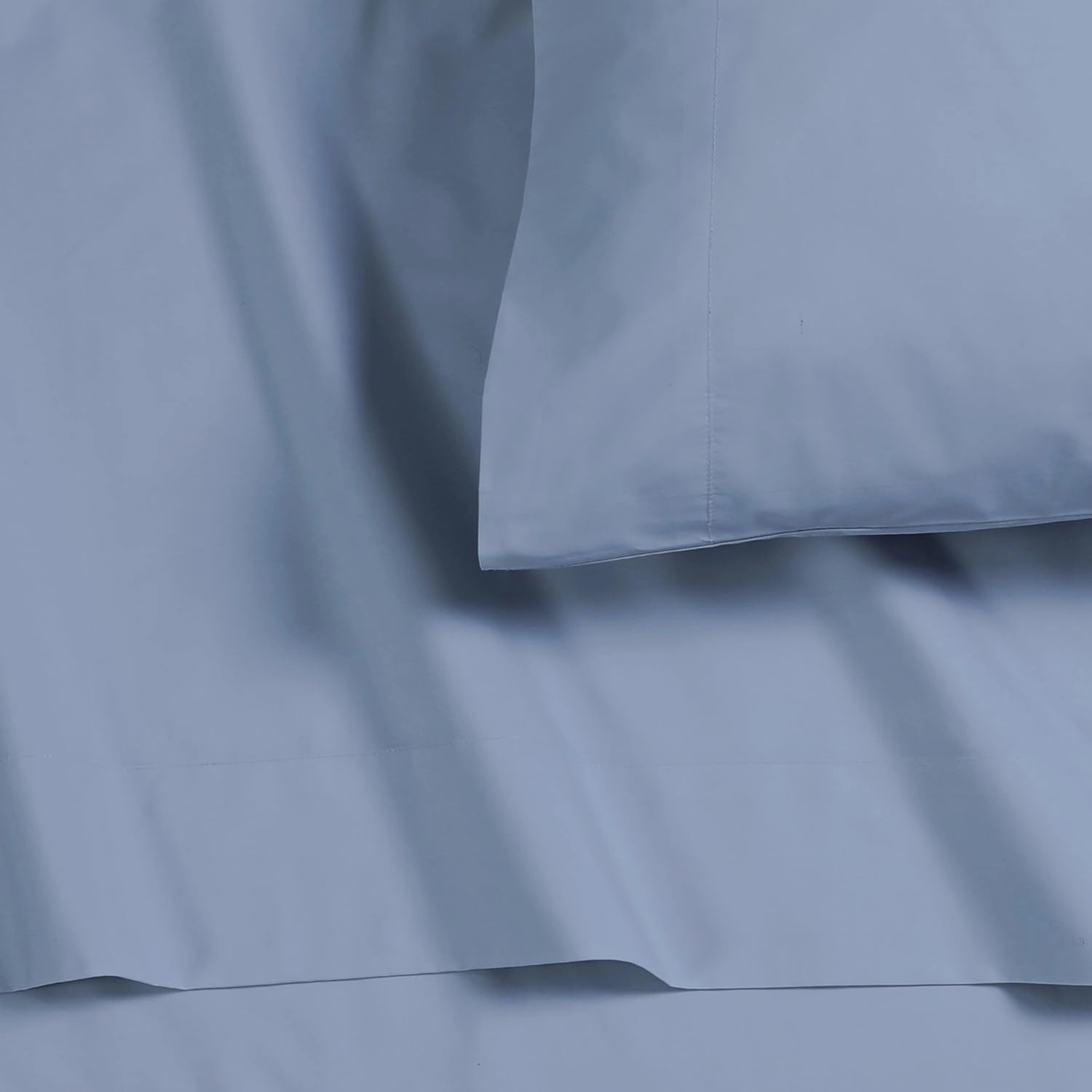 Tribeca Living Cotton Percale Pillowcases King Size, 300 Thread Count, Set of 2, Envelope Closure, Skyway/Blue