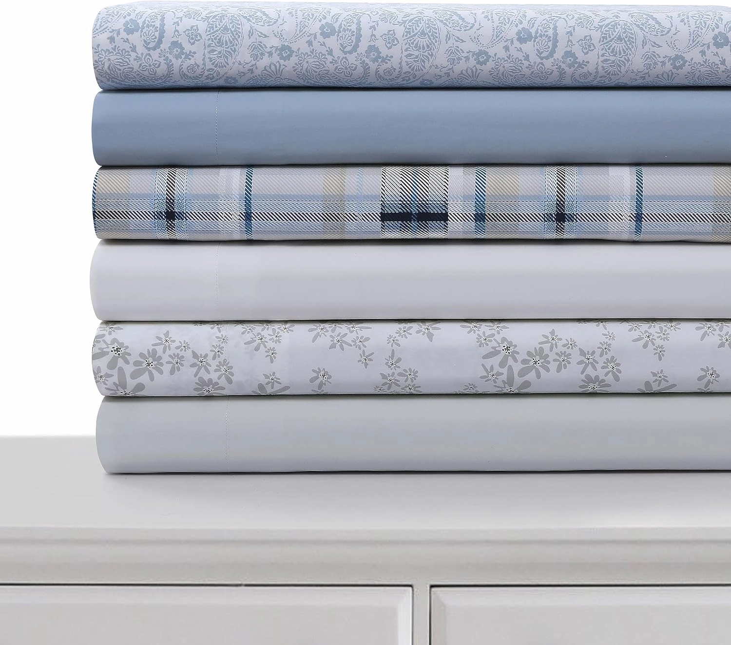 Tribeca Living Cotton Percale Pillowcases King Size, 300 Thread Count, Set of 2, Envelope Closure, Skyway/Blue