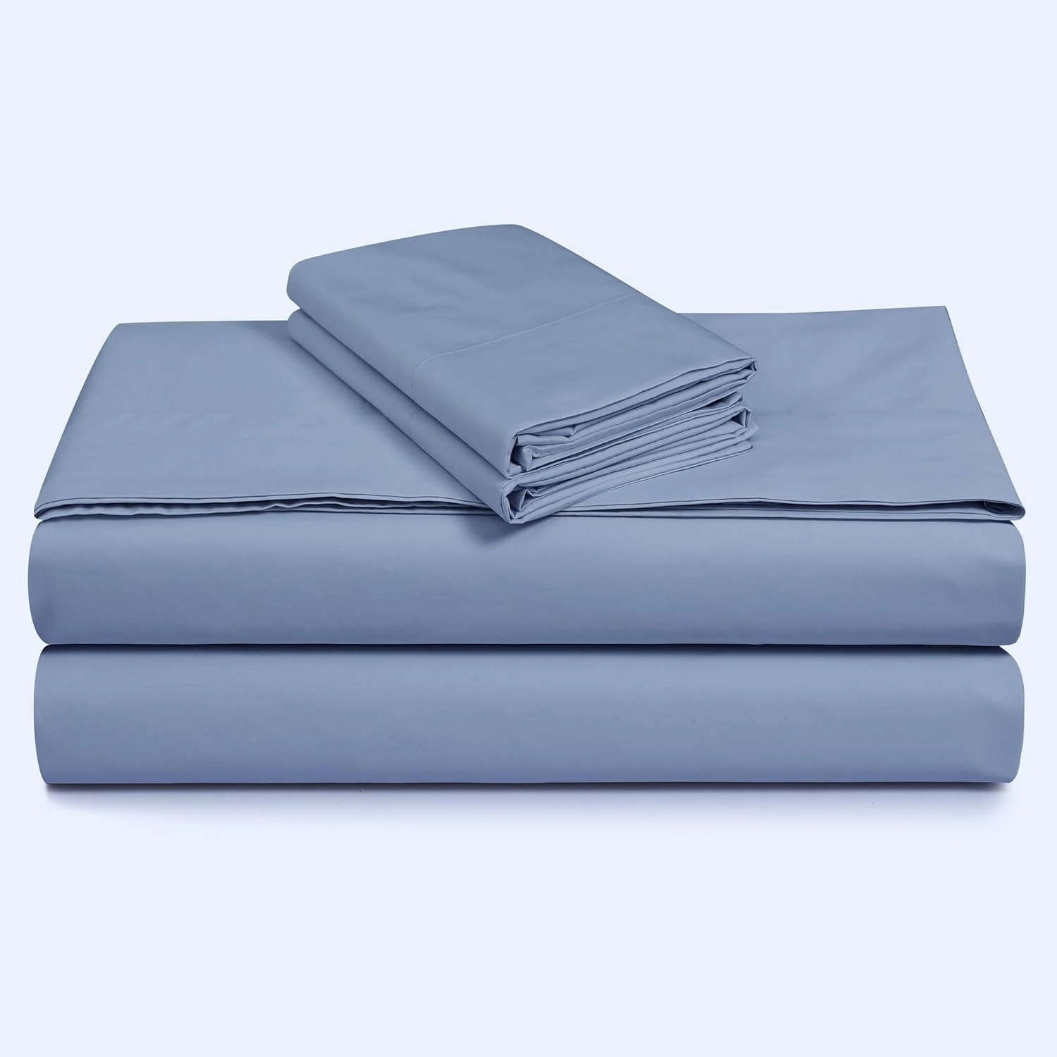 Tribeca Living Cotton Percale Pillowcases King Size, 300 Thread Count, Set of 2, Envelope Closure, Skyway/Blue