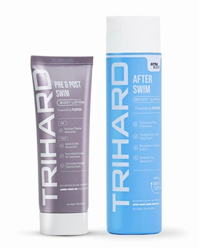 TRIHARD Chlorine Defense Skincare Set | Body Wash & Lotion Duo for All Swim Lovers | Pre & Post Swim Skin Detox, Hydration & Salt water