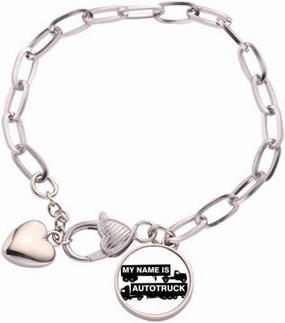 Truck Name Transport Art Deco Fashion Heart Chain Bracelet Jewelry Charm Fashion