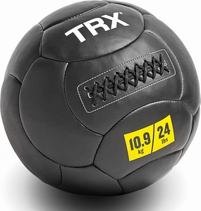 TRX 24 Pound Wall Ball Home Gym Strength Training Weighted Equipment with Non-Slip Exterior for Leveling Up Full Body Workouts, Black (14 Inch)