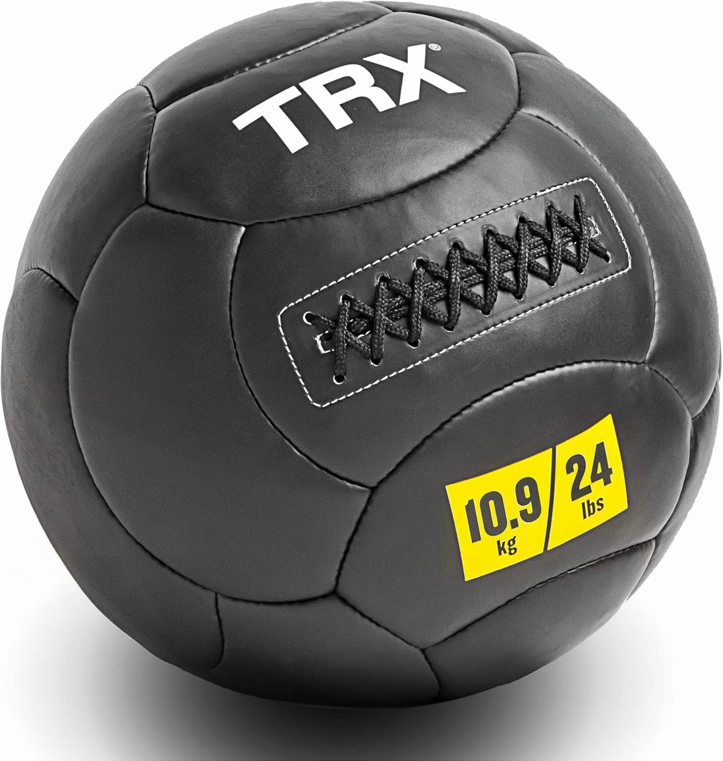 TRX 24 Pound Wall Ball Home Gym Strength Training Weighted Equipment with Non-Slip Exterior for Leveling Up Full Body Workouts, Black (14 Inch)
