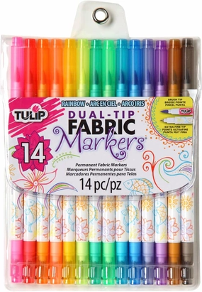 Tulip Dual Tip Fabric Markers 14 Pack - Fine Tip & Brush Tip