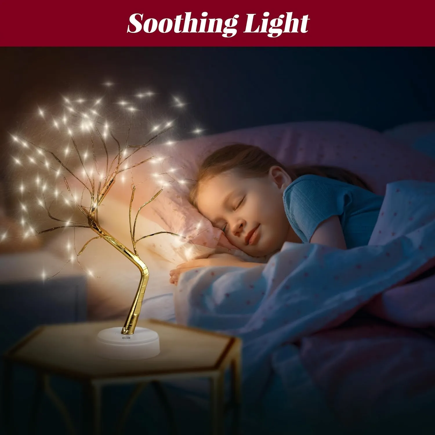 Twinkling Tree Fairy Light Spirit Tree Lamp Bonsai Tree Light, Fairy Light Tree, Cute Room Decor Aesthetic Decor, Night Light Lamp, Twinkle Tree, (Gold Branches 108 LED)