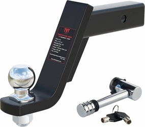 TYT Trailer Hitch Mount with 2" Chrome Ball&Lock, Fits 2-in Receiver, 7,500 lbs (6-Inch Drop)