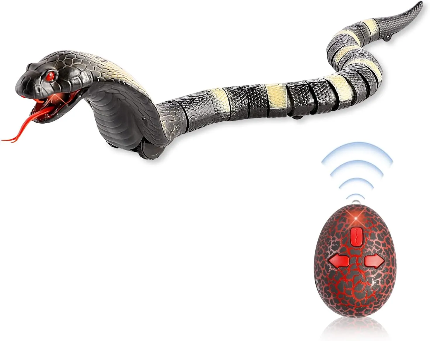 Ufurty Greatstar Remote Control Snake Toy for Kids 17.5 Inch RC Rechargeable Realistic Cobra Snake King Naja Pranks Toy for Christmas Hallowene Gift (Black)