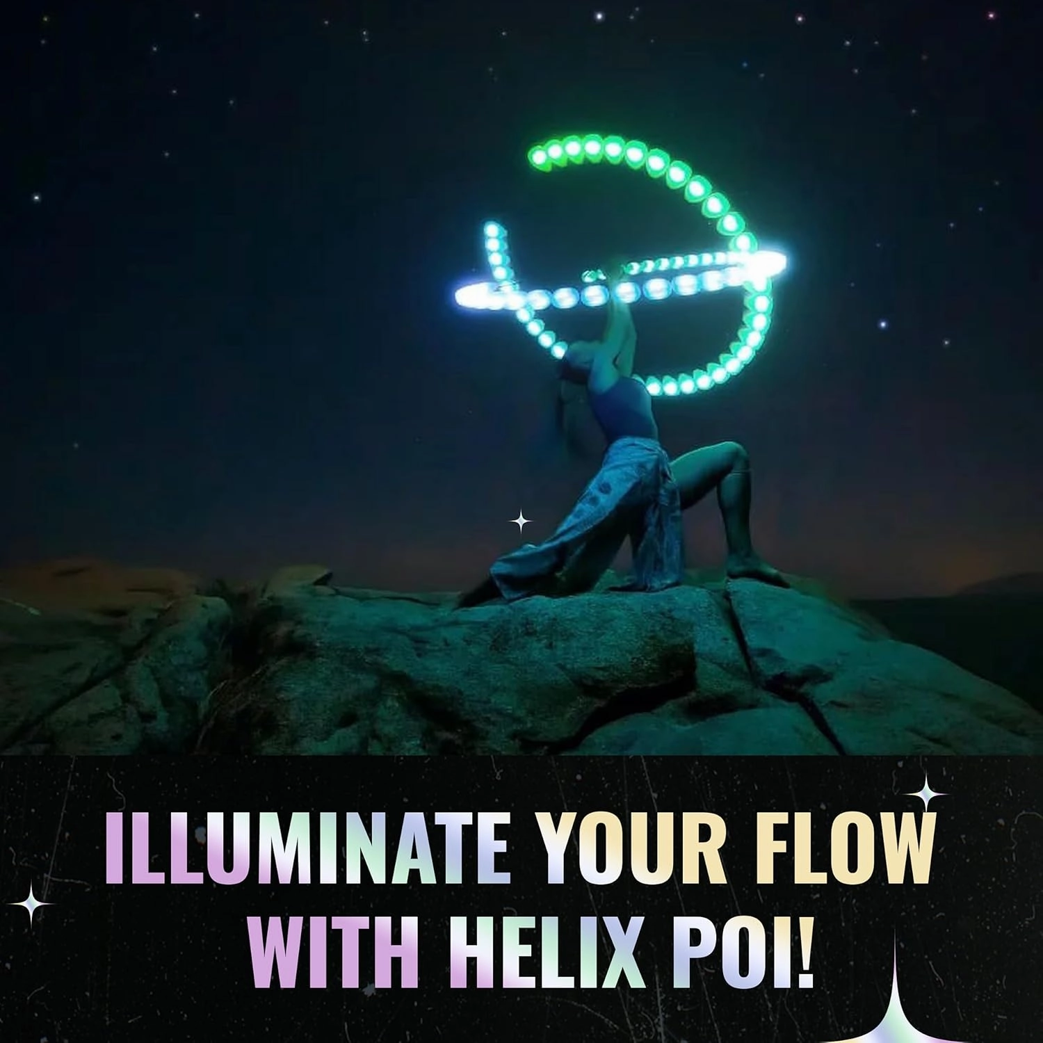 UltraPoi HelixPoi Set – LED Visual Poi with 70  Color Modes – Spinning Light LED Poi w/LED Knob Handles, Soft Cases & Adjustable Leashes – Ideal Flow Arts for Music Festivals, Parties, & Raves