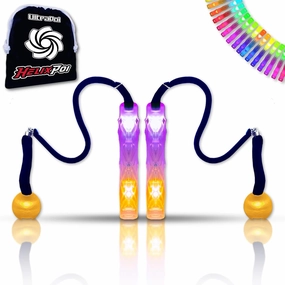 UltraPoi HelixPoi Set – LED Visual Poi with 70  Color Modes – Spinning Light LED Poi w/LED Knob Handles, Soft Cases & Adjustable Leashes – Ideal Flow Arts for Music Festivals, Parties, & Raves