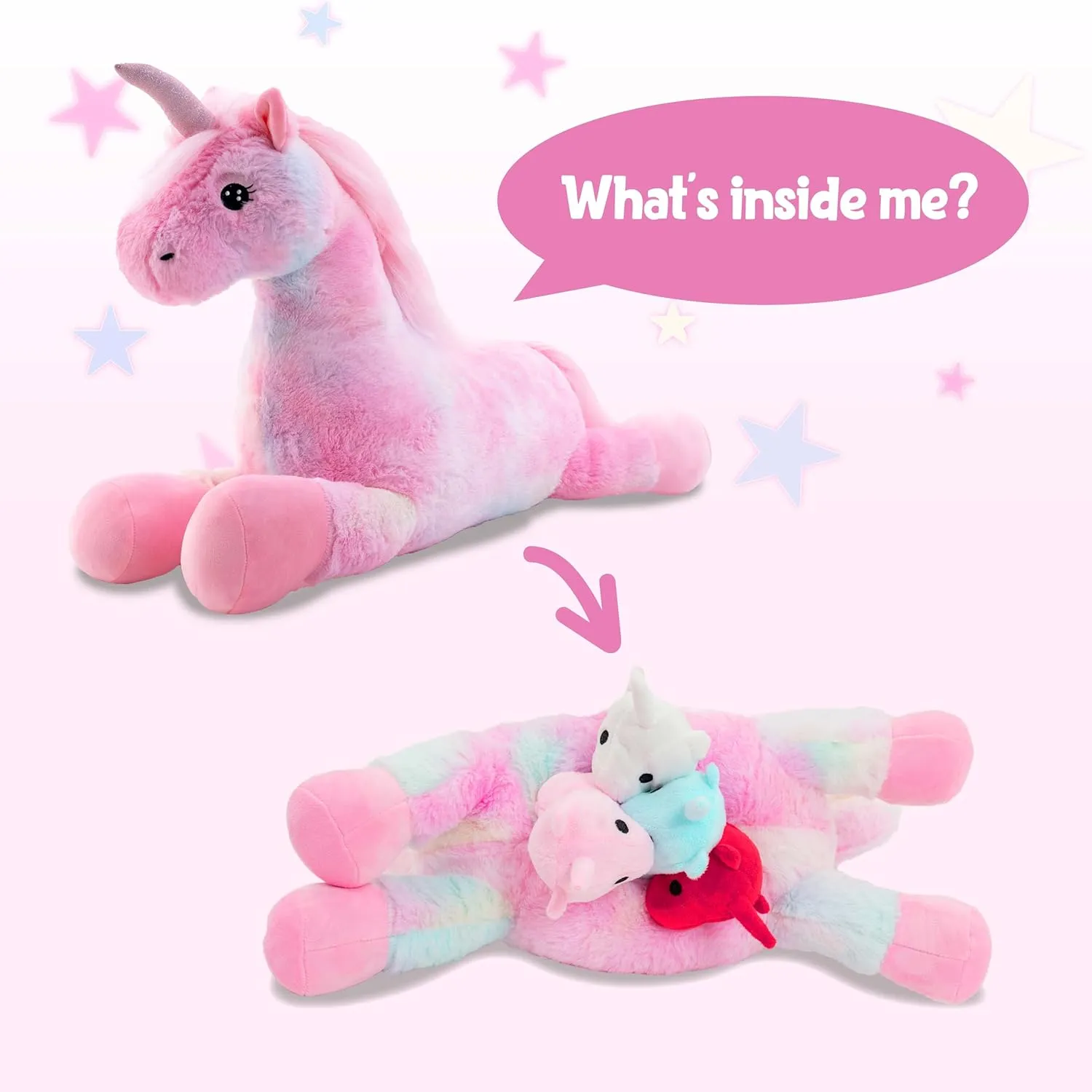 Unicorn Stuffed Animal With Baby Unicorns Inside, Mommy Plush With Babies Set, Gifts for Kids, Boys on Christmas, Birthday 20in