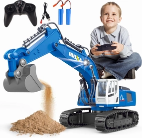 UNIH Remote Control Excavator Toys for Boys,12 Channels 2.4G RC Excavators Boy Toys for 4 5 6 7 8 9 Year Old, 1/14 Scale Ideal Xmas and Festival Birthday Toys for 4  Year Old Boy