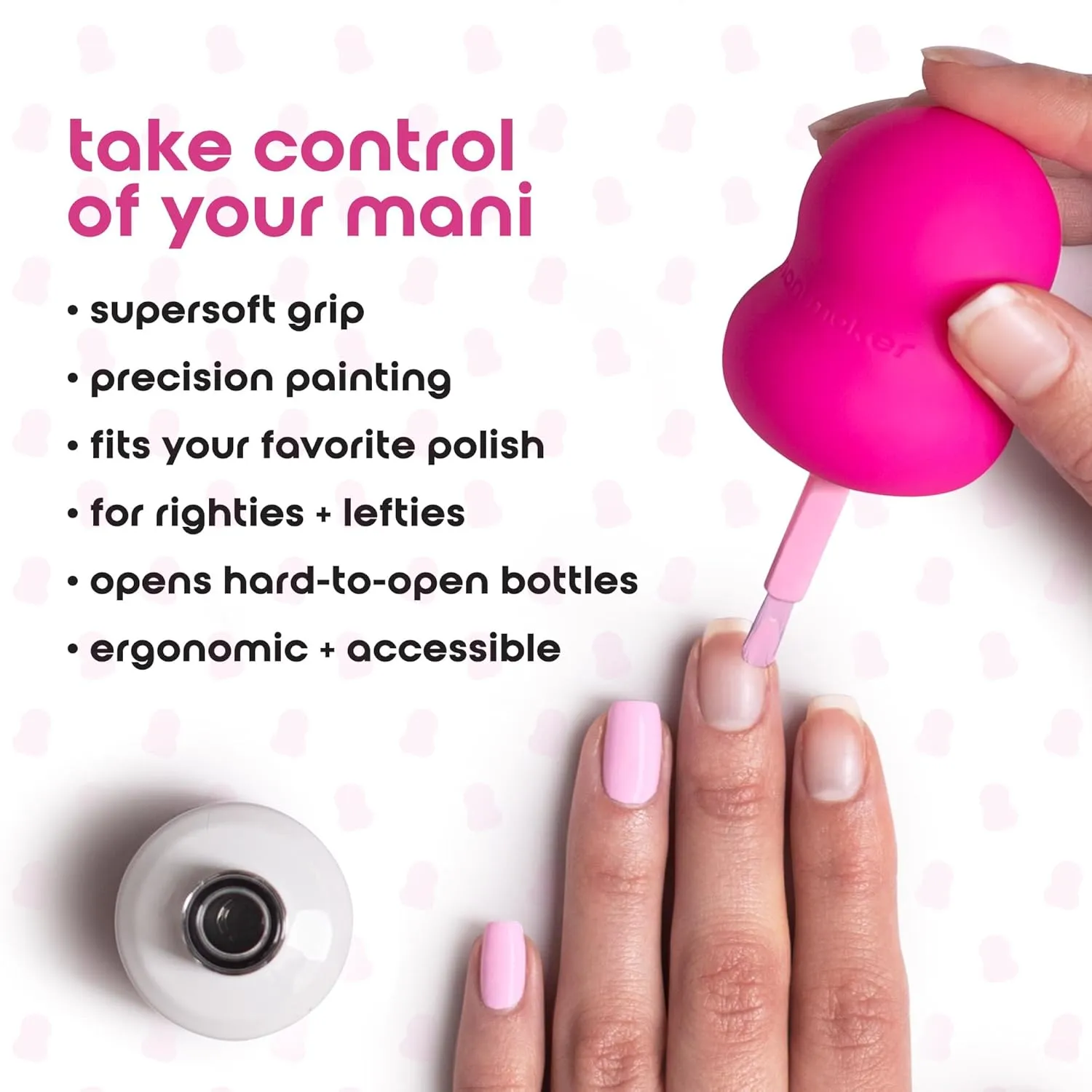 Universal Nail Polish Grip for Precision Painting Perfect for DIY Manicures, Nail Artists, and Professionals - Easy to Use, Suitable for Righties and Lefties - 4 Fun Colors (fuchsia)