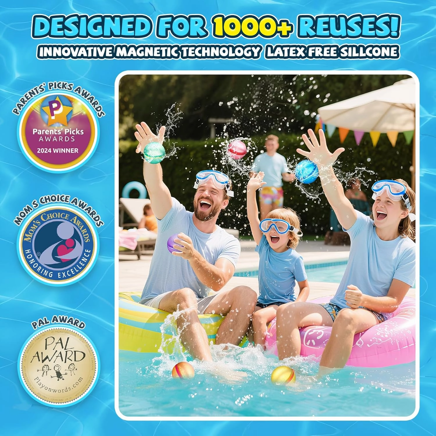 Upgrade Reusable Water Balloons, Magnetic Silicone Refillable Water splash balls,Quick-Fill, Durable & Leak-Proof, Perfect for Outdoor Summer Water Fun