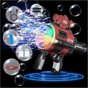 Upgraded Rapid-Fill Automatic Bubble Machine Gun - Rechargeable Electric Blaster for Kids, Outdoor Summer Toys, Wedding Party Favors, Gift for Boys with 20 Holes Design(Black Orange)